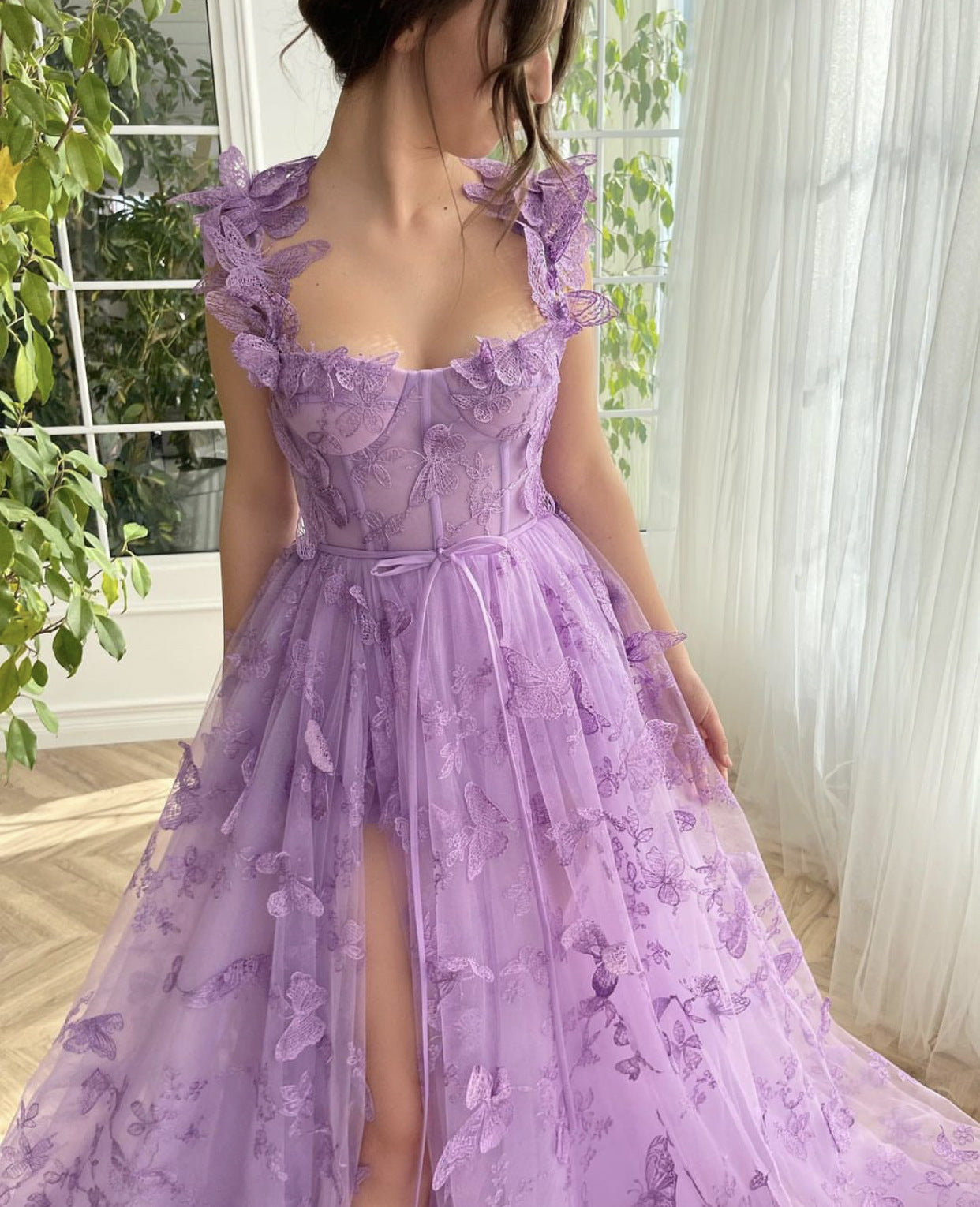 VelluraPetite Elegant Lace Mesh Bridesmaid Evening Dress