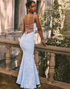 VelluraPetite Jacquard Embossed Fishtail Slim Fit Dress