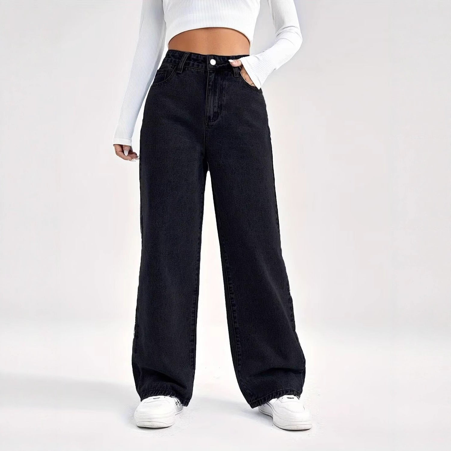 VelluraPetite High-Waist Straight Leg Denim Pants