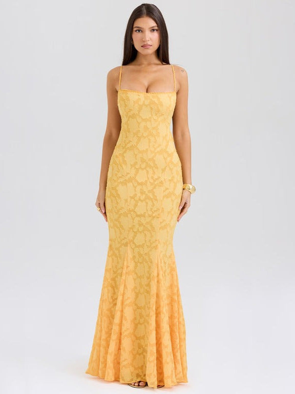 VelluraPetite Jacquard Embossed Fishtail Slim Fit Dress