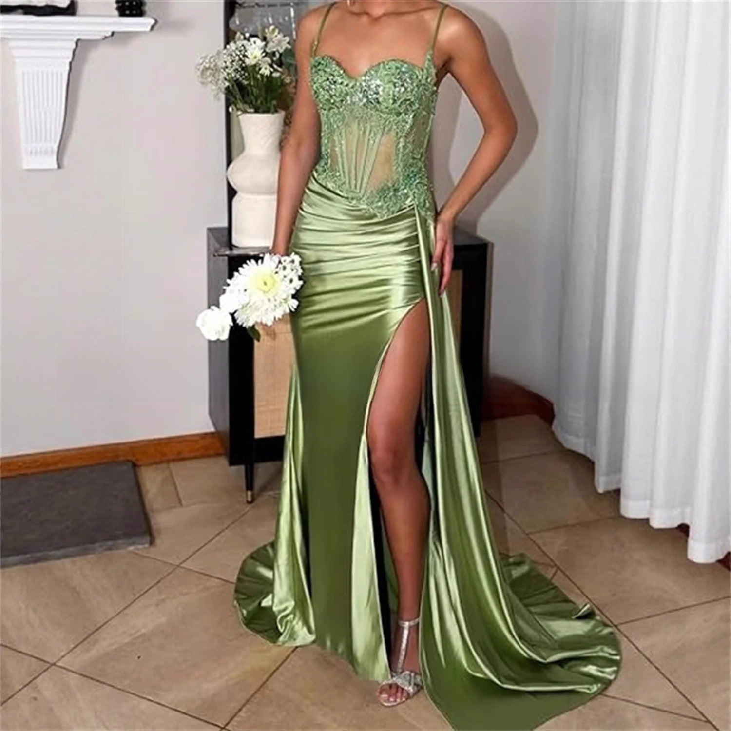 VelluraPetite Elegant Strapless Evening Gown