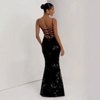 VelluraPetite Elegant Floral Backless Long Dress