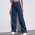 VelluraPetite High-Waist Straight Leg Casual Jeans