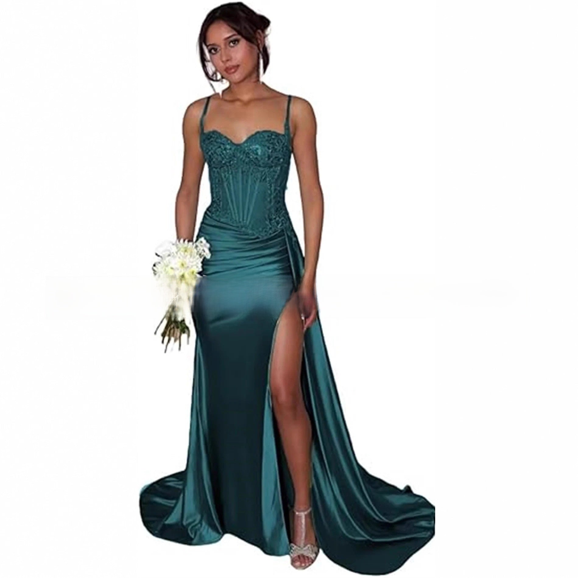 VelluraPetite Elegant Strapless Evening Gown